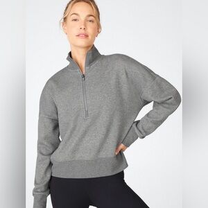 Fabletics Catarina Mock Neck Half Zip Pullover – Gray – Size L